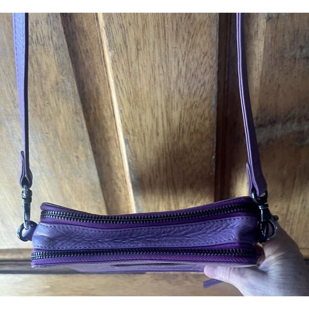 Elk 100% Leather Purple Crossbody/Clutch Small Bag/Wallet - Picture 4 of 13
